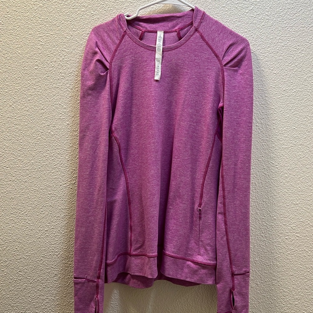 Lululemon Think Fast Heathered Ultra Violet / Ultra Violet sz12 snag on back